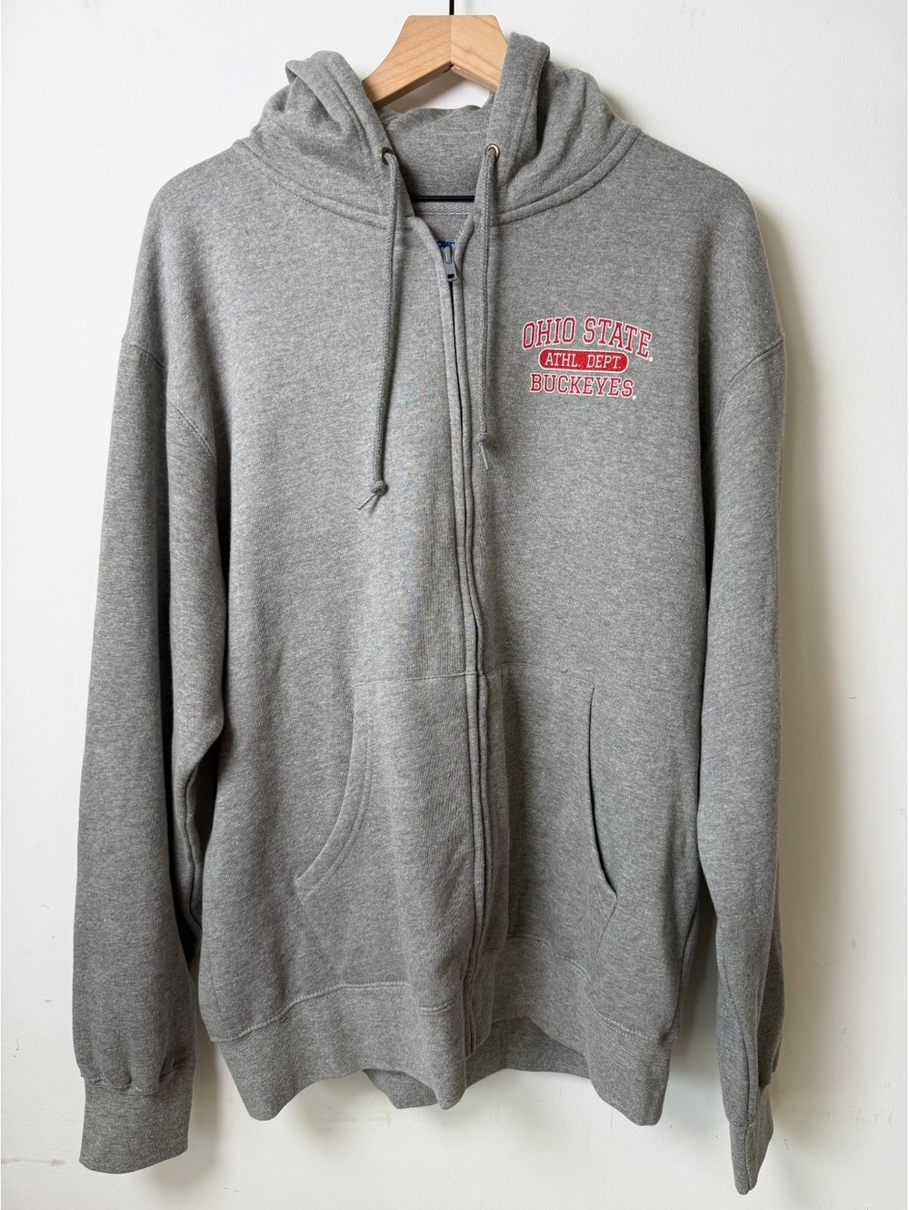 Blue 84 Ohio State Buckeyes Full Zip Hoodie Gray Red NWOT Size L